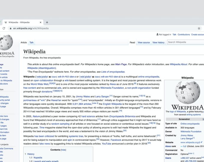 Wikipedia page screenshot