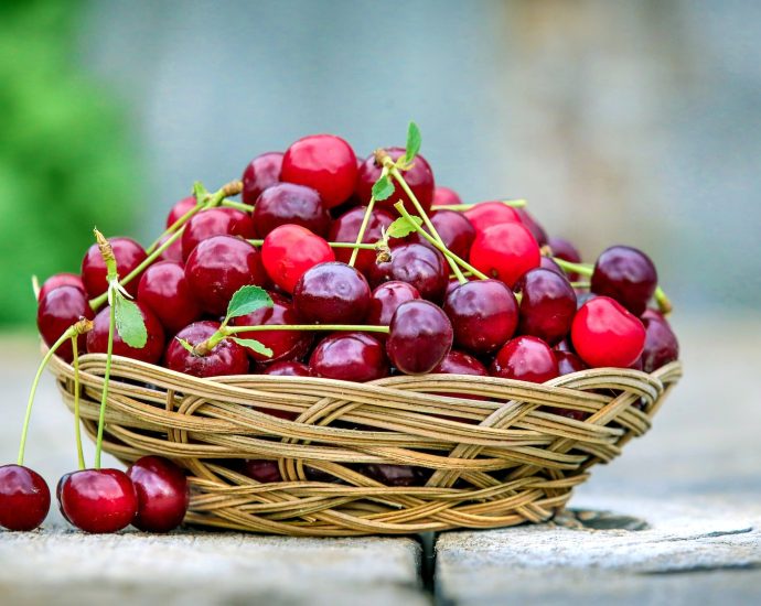 red cherries in basket