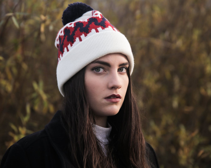 Woman Wearing White Beanie