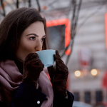 woman sipping coffee