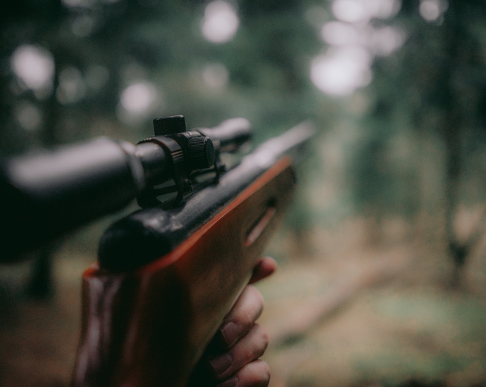 selective focus photography of brown hunting rifle
