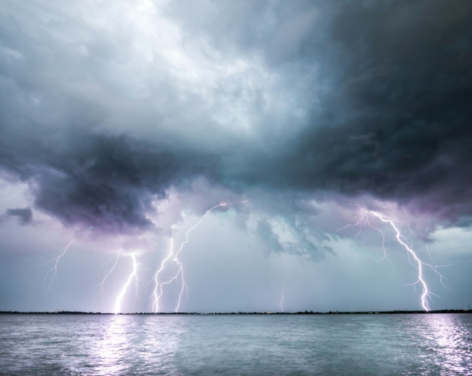 lightning strike on body of water