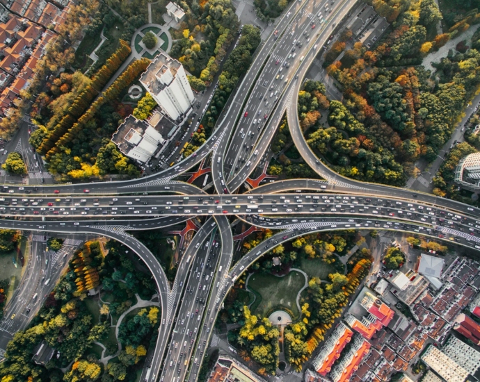 aerial photography of concrete roads