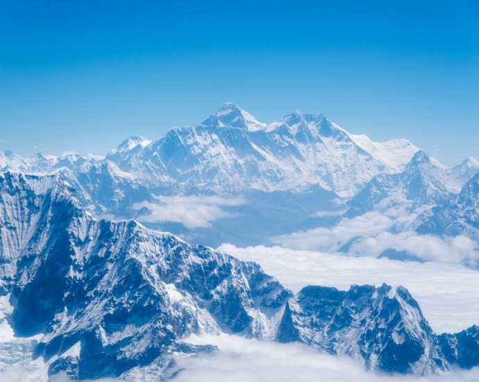 a view of a mountain range from an airplane