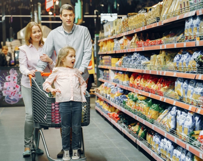 Family Doing Shopping in the Grocery Store