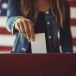 ballot, ballot box, american flag