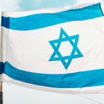 a flag with a star of david on it