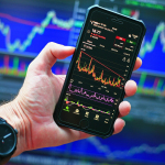 stock market, chart, phone