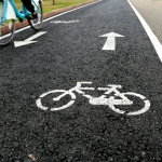 black and white bicycle lane