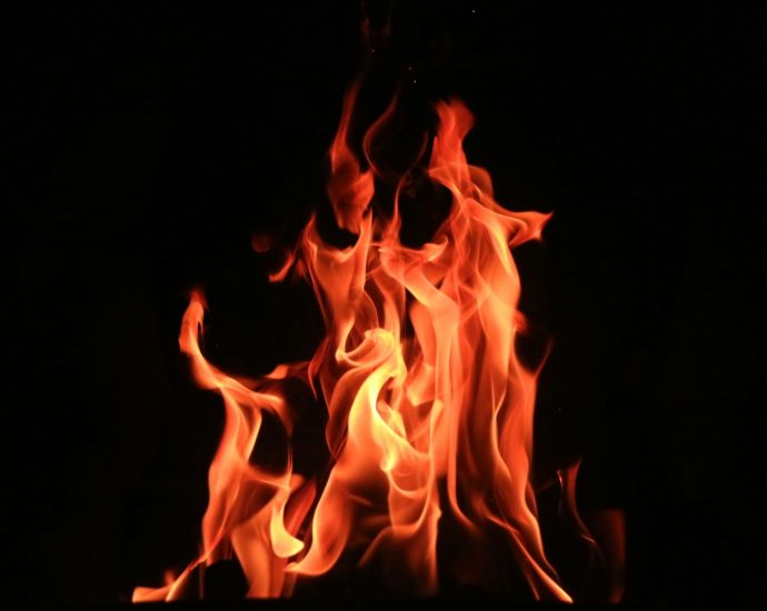 red fire digital wallpaper