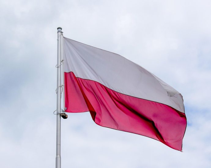 flag, mast, poland, wind, symbol, fluttering