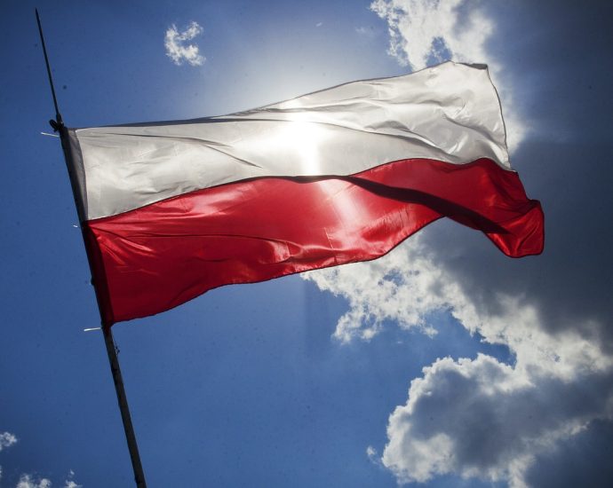 flag, nature, blue sky, poland, sky, blue