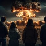ai generated, nuclear bomb, people, helpless, helplessness, apathy, nuclear weapons, explosion, mushroom cloud, nuclear powers, fear, war, destruction, threat, radioactive, radioactivity