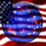 europe, usa, america, banner, flag, stars, blue, european, development, expectation, eu, euro, to learn, problem, difficulty, theme, issue, business, character, future, collaboration
