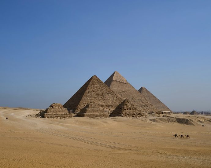 the pyramids of giza are in the desert