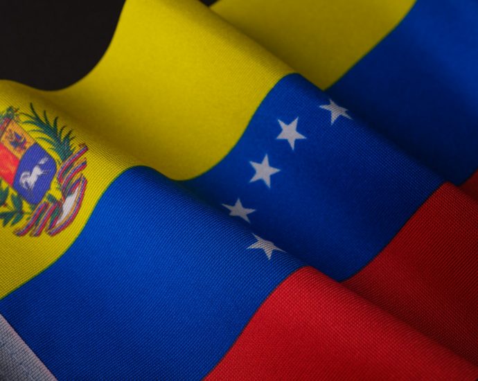 a close up of the flag of the state of venezuela