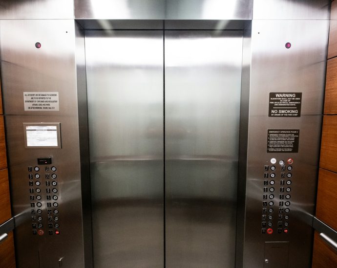 stainless steel elevator door with buttons