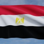 the flag of egypt waving in the wind