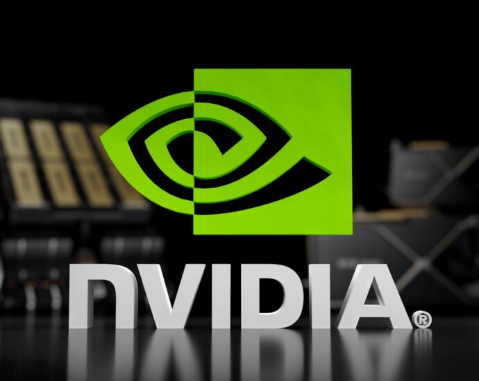 the nvidia logo is displayed on a table