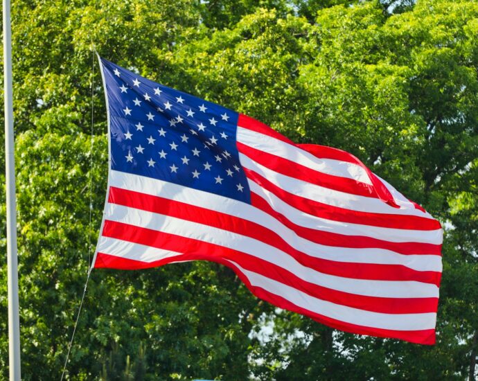 us a flag on flag pole