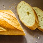 sliced bread on blue textile