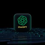 a black and green logo on a black background