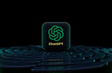 a black and green logo on a black background