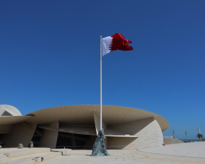A building with a flag on top of it