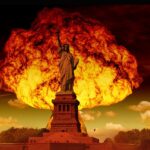 statue of liberty, mushroom cloud, atomic bomb, nuclear weapons, explosion, mushroom, nuclear powers, usa, north korea, fear, war, destruction, threat, radioactive, radioactivity, abstract, new york