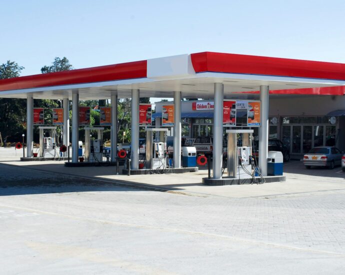 white, red, and gray concrete building