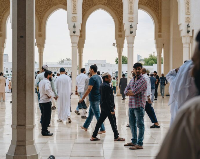 group of people inside temple