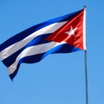 blue, red, and white flag