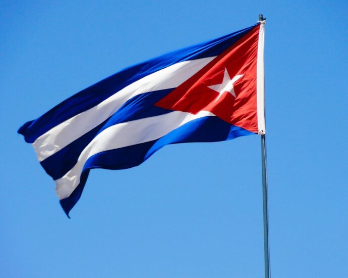 blue, red, and white flag