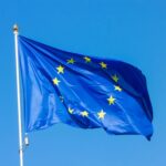 a blue flag with stars