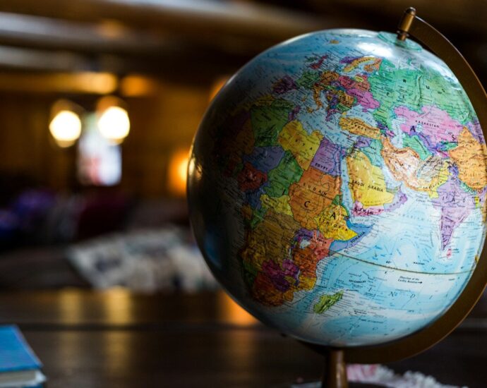 desk globe on table