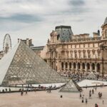 people gathering near Louvre Museum during daytime